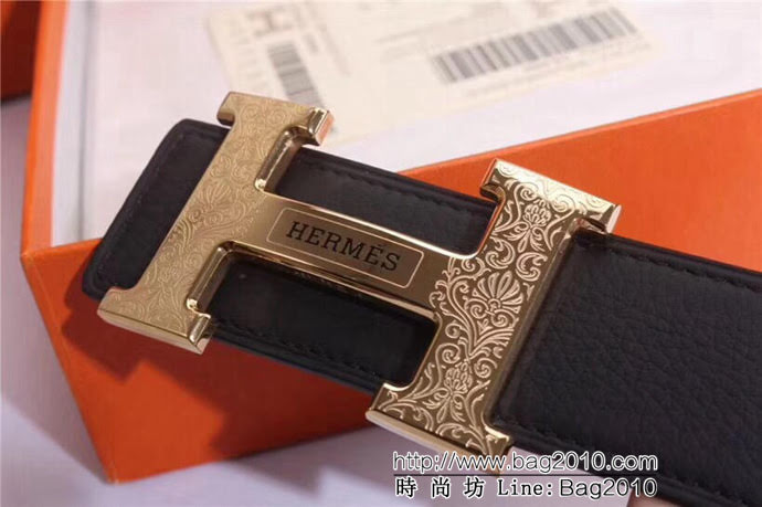 HERMES愛馬仕 專櫃同步更新 316精鋼專櫃原版花紋H鋼扣 原版訂制牛皮 雙面可用 男士皮帶  xfp1242